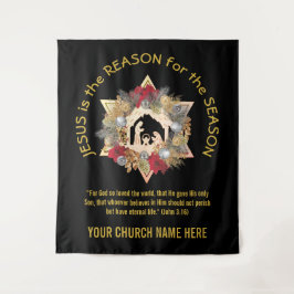 Black Gold JESUS IST DER GRUND FÜR Weihnachten Wandteppich