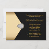 Black Gold Jewel Classy 16 . Geburtstag Einladung (Rückseite)