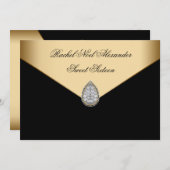 Black Gold Jewel Classy 16 . Geburtstag Einladung (Vorne/Hinten)