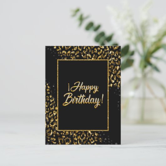 Black Gold & Jewel Leopard Postkarte (Stehend Vorderseite)