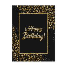 Black Gold & Jewel Leopard Postkarte