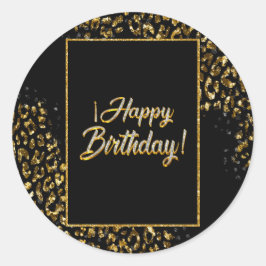 Black Gold & Jewel Leopard Runder Aufkleber