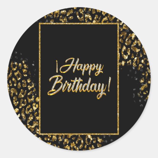 Black Gold & Jewel Leopard Runder Aufkleber (Vorderseite)