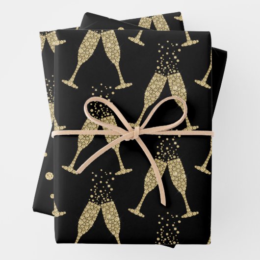 Black Gold Jewele Champagner Toast Geschenkpapier Set (Beispiel)