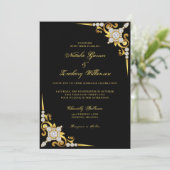 Black Gold Jewele Luxury Wedding Einladung (Stehend Vorderseite)