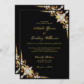 Black Gold Jewele Luxury Wedding Einladung (Vorne/Hinten)
