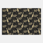 Black Gold Jeweled Champagne 60. Celebration Geschenkpapier Set (Vorderseite)