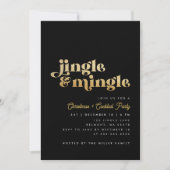 Black & Gold Jingle Mingle Modern Christmas Party Einladung (Vorderseite)