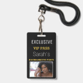 Black Gold Junggeselinnen-Abschied Pass VIP Einlad Ausweis (Vorderseite mit Lanyard)