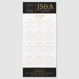 Black Gold Justice Columns Law Firm Logo 2026 Magnetkarte