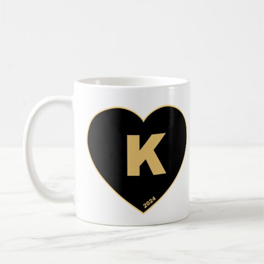 Black & Gold K-Heart Tasse (Links)
