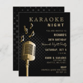 Black Gold Karaoke Night Party Einladung (Vorne/Hinten)