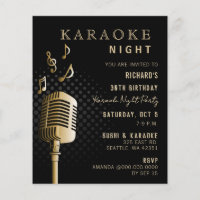 Black Gold Karaoke Night Party Einladung
