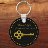 Black Gold Key Real Anwesen Company Custom Realtor Schlüsselanhänger (Vorderseite)