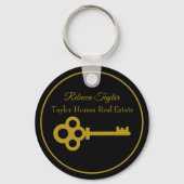 Black Gold Key Real Anwesen Company Custom Realtor Schlüsselanhänger (Rückseite)