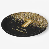 Black Gold Kids Girl 1. Geburtstag Party Pappteller (Schrägansicht)