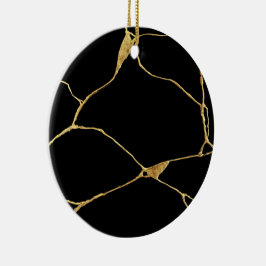 Black Gold Kintsugi Ancient Kintsukuroi Keramik Ornament