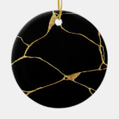 Black Gold Kintsugi Ancient Kintsukuroi Keramik Ornament (Vorne)