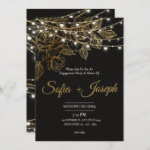 Black Gold Klassik weiß Moderne Elegant Einladung (Vorne/Hinten)