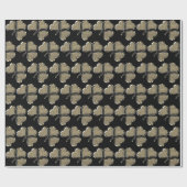 Black Gold Kleeblatt Clover Pattern Irland Geschenkpapier (Flach)