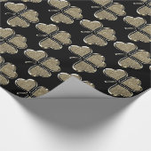 Black Gold Kleeblatt Clover Pattern Irland Geschenkpapier (Ecke)