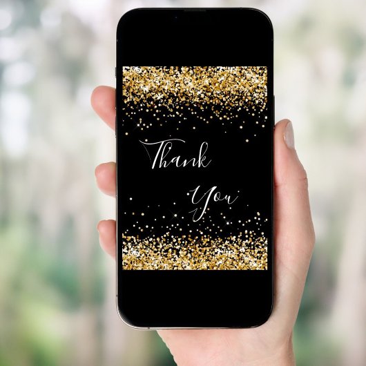 Black gold Konfetti Geburtstag danke Karte