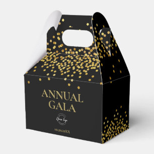 Black Gold Konfetti Logo Elegante Gala Geschenkschachtel