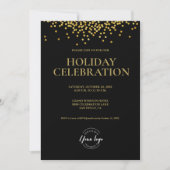 BLACK Gold Konfetti Logo HOLIDAY CELEBRABRAY Einladung (Vorderseite)