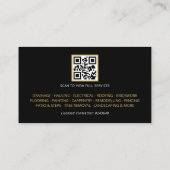 Black Gold Konstruktion Gebäude QR Code Visitenkarte (Rückseite)