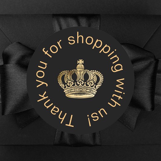 Black Gold Kronen Geschäft Vielen Dank Runder Aufkleber