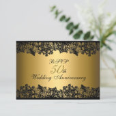 Black & Gold Lace 50 Jahre UAWG RSVP Karte (Stehend Vorderseite)