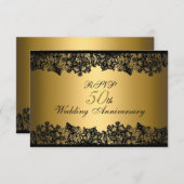 Black & Gold Lace 50 Jahre UAWG RSVP Karte (Vorne/Hinten)