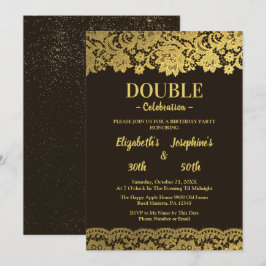 Black Gold Lace Adult Double Joint Birthday Party Einladung