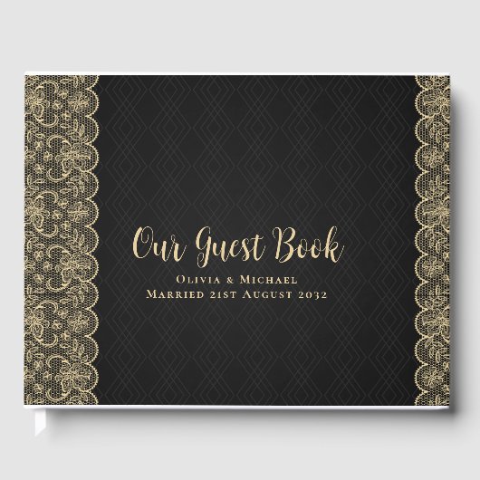Black Gold Lace Gästebuch (Vorderseite)