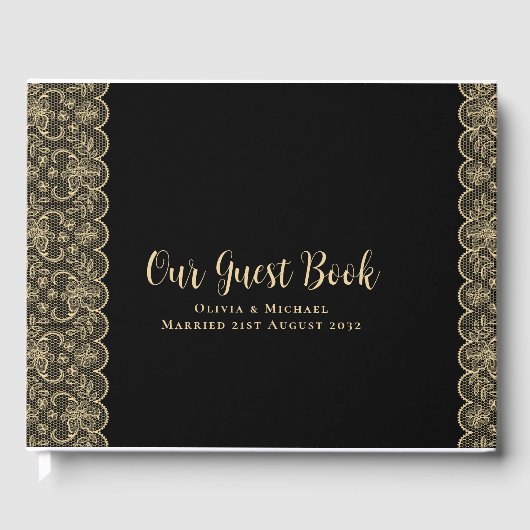 Black Gold Lace Gästebuch (Vorderseite)