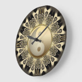 Black Gold Lace Mandala Balance YinYang Wall Uhr (Winkel)