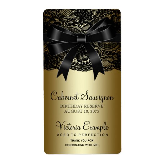Black Gold Lace Wine Flasche Labels (Vorne)