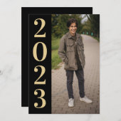 Black Gold Large Number 2022 Grad Open House Einladung (Vorne/Hinten)