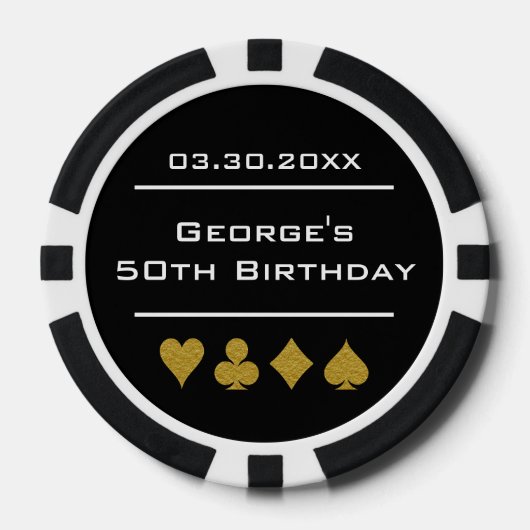 Black & Gold Las Vegas Casino Poker Chip Birthday (Vorderseite)