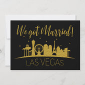 Black Gold Las Vegas Wedding Elopement Empfang Einladung (Vorderseite)