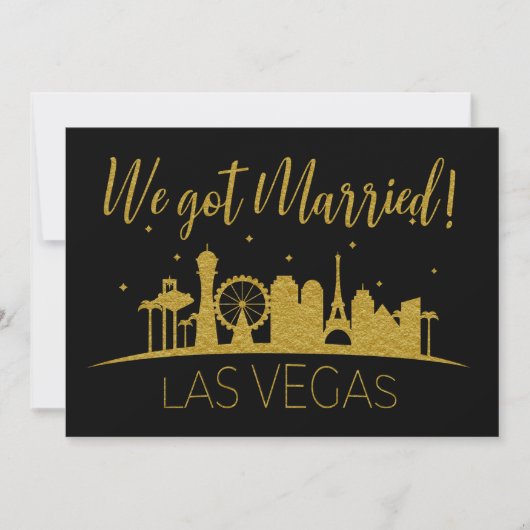 Black Gold Las Vegas Wedding Elopement Empfang Einladung (Vorderseite)