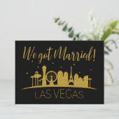 Black Gold Las Vegas Wedding Elopement Empfang Einladung (Stehend Vorderseite)