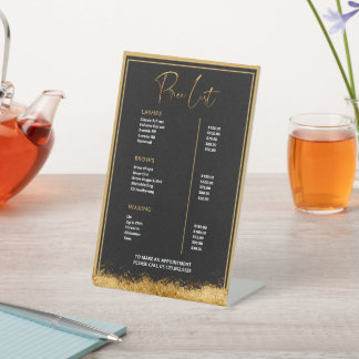 Black & Gold Lash Tech Price List | Luxury Beauty Sockelschild