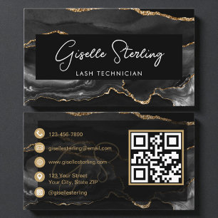 Black Gold Lash Technician QR Code Visitenkarte