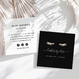 Black & Gold Lashes Quadratische Visitenkarte