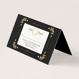 Black Gold Laurel Leaf Wreath Moderne Platzkarte