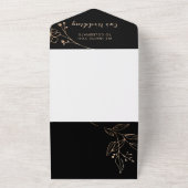Black & Gold Leaf - Hochzeit All In One Einladung (Außenbereich)