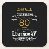 Black Gold Legendary Retro 80. Geburtstag Rechteckiger Pappuntersetzer (Vorderseite)