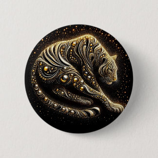 Black & Gold Leopard Button