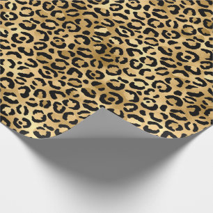 Black Gold Leopard Cheetah Animal Print Geschenkpapier